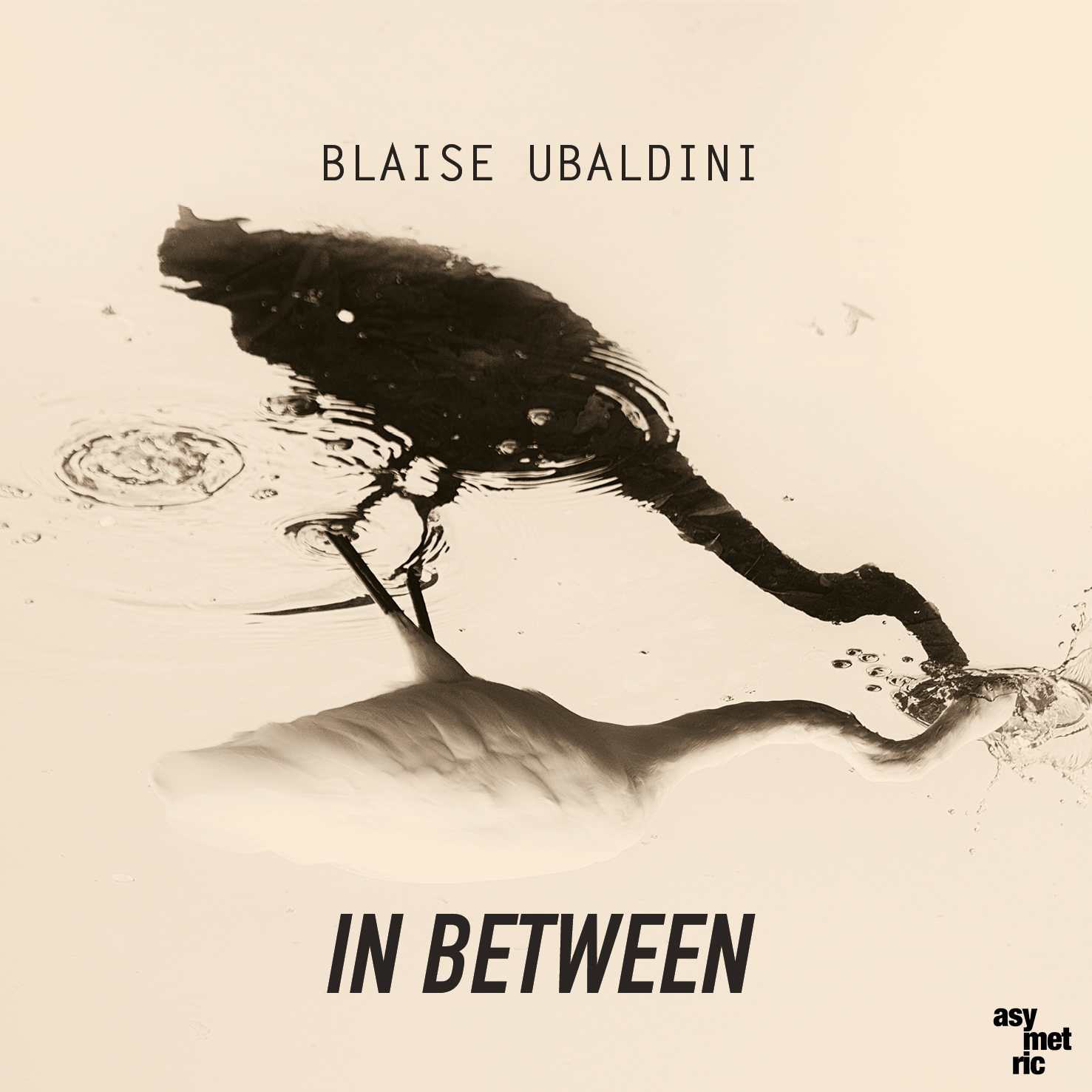 Cover of Blaise Ubaldini's debut album Sunbathing, featuring Blaise seated under a black umbrella with a retro radio.